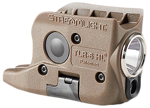 TLR-6 HL GLK 42/43 WHT LED/RED LSR FDETLR-6 HL Gun Light Black - 300 Lumens - Red Laser - Glock 42/43 - The ultra-compact TLR-6 HL weapon light with a high-power LED and integrated red aiming laser features a rechargeable battery system powering 300 lumens of bright lightfeatures a rechargeable battery system powering 300 lumens of bright light