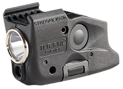 TLR-6 HL MP SHLD 40 WHT LED/RED LSR BLKTLR-6 HL Gun Light Black - 300 Lumens - Red Laser - M&P Shield 40/9 - The ultra-compact TLR-6 HL weapon light with a high-power LED and integrated red aiming laser features a rechargeable battery system powering 300 lumens of bright lightser features a rechargeable battery system powering 300 lumens of bright light