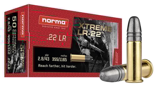 Norma Ammunition 2421115   22LR 43gr Lead Round Nose 50 Per Box/100 Case | 4000294211157