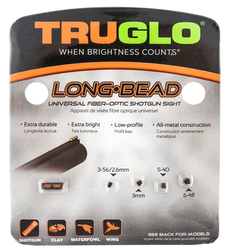 TRUGLO SIGHT LONG BEAD RED W/UNIVERSAL THREAD ADAPTERS
