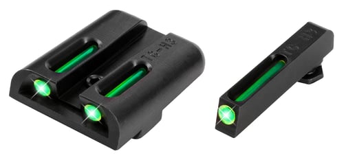 Truglo TG131GT2 Brite-Site TFO High Set Fits Glock 20/21/29/30/31/32/37 Tritium/Fiber Optic Green Front/Rear Black