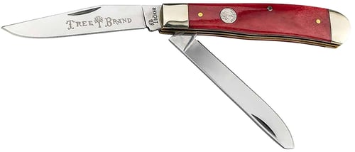 Boker 110830 Trapper  Plain D2 Steel Blade Smooth Red Bone Bone Handle
