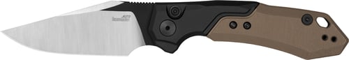 Kershaw 7851 Launch 19 Automatic 3.30 Inch Folding Clip Point Plain Black Satin Cerakote CPM 154 SS Blade, Black Aluminum/Brown G10 Handle | 087171066691