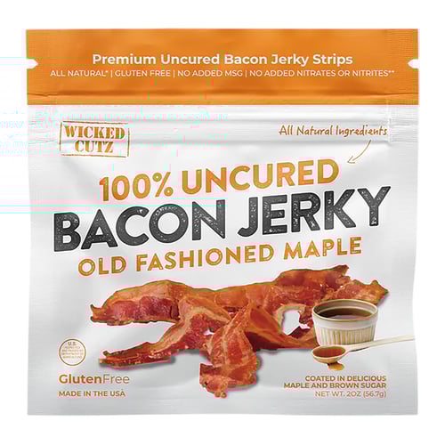 Wicked Cutz WCPJ02MA Old Fashioned Maple Bacon Jerky 2 Servings 10 Pack | 853378008914