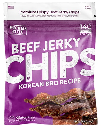 Wicked Cutz WCBC01KB Korean BBQ Beef Jerky Chips 8 Pack | 850054290038