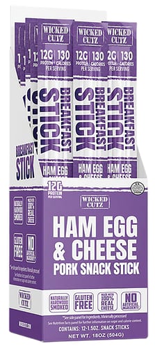 Wicked Cutz WCBR12HEC Ham Egg  Cheese Breakfast Sticks  12 Pack | 850054290373