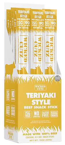 Wicked Cutz WCBS12TY Teriyaki Beef Sticks 12 Pack | 853378008150