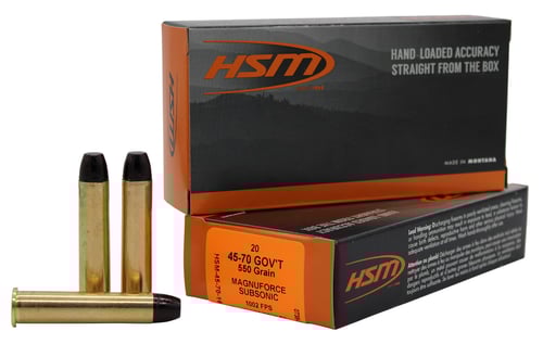 HSM SUBSONIC 45-70 GOV 550GR HARD CAST LEAD FN 20RD 25BX/CS