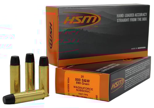 HSM SUBSONIC 500 SW MAG 590GR HARD CAST LEAD FN 20RD 25BX/CS