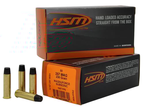 HSM SUBSONIC 357 MAG 230GR HARD CAST LEAD FN 50RD 10BX/CS