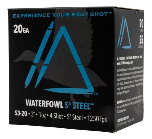 Apex Ammunition Waterfowl S3 Steel Shotshells 12ga 3 1oz 4 1250 fps 25/ct | 850010408002