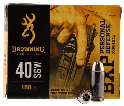 Browning Ammo B191700401 BXP Personal Defense 40 S&W 180 gr X-Point Hollow Point (XHP) 20 Per Box/10 Cs