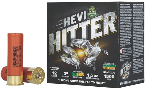 HEVIShot HEVIHitter Tungsten/Steel Shotshells 12ga 3 11/4oz 1500 fps BB 25/ct | 604544702378