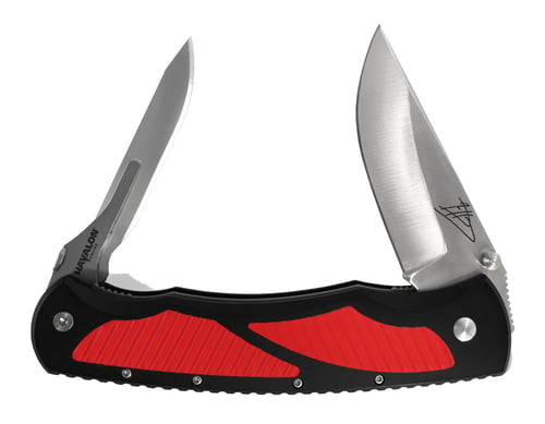 Havalon Knives XTC-TRED Titan Jim Shockey Signature Multiple Folding Plain Bead Blasted 60A SS/AUS8 Blade Black/Red Polymer Handle Includes 6 Replacement Blades/Pocket Clip/Holster