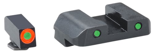 AmeriGlo GL448 Spartan Sight Set for Glock  Black | Green Tritium with Orange Outline Front Sight Green Tritium with Black Outline Rear Sight