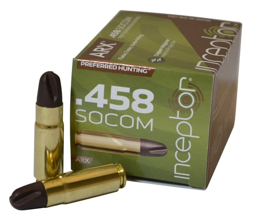 PolyCase Ammo 458ARXBR Inceptor Preferred Hunting 458 SOCOM 200 GR ARX 20 Bx/ 10 Cs