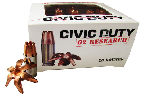 G2 Research G00617 Civic Duty  45 ACP +P 168 gr Copper Expansion Projectile 20 Per Box/ 25 Case