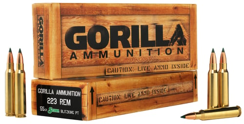 Gorilla Ammo GA22355SBK Gorilla Match Sierra BlitzKing 223 Rem 55 gr Sierra BlitzKing 20 Per Box/ 10 Cs