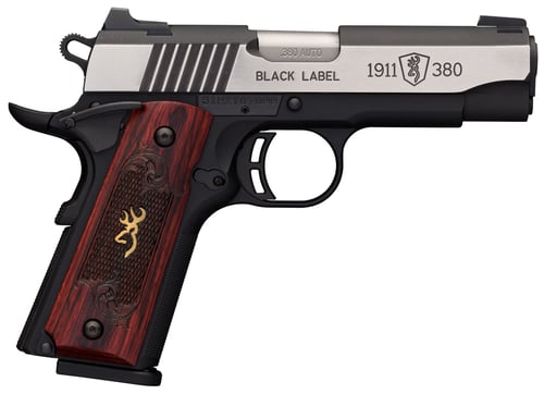 Browning 051915492 1911-380 Black Label Medallion Pro Compact 380 ACP 8+1, 3.63