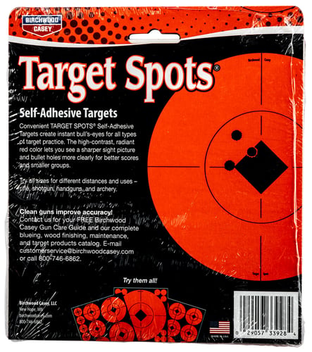 Birchwood Casey Target Spots – Self-Adhesive Orange – 60/1, 30/2, 20/3 – 33928