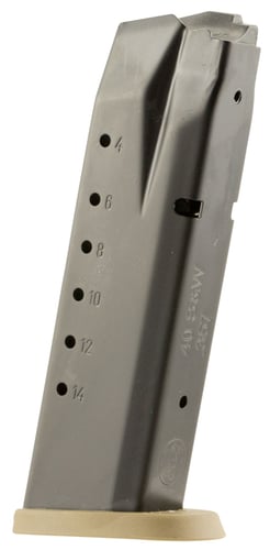 Smith & Wesson 3007346 M&P  15rd Magazine Fits S&W M&P 40 S&W Blued, Brown Floor Plate