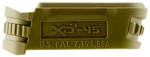 Springfield Armory XDS5001MFDE Backstrap Sleeve  made of Polymer with Flat Dark Earth Finish & 1 Piece Finish for 45 ACP Springfield XD-S with #1 Backstrap & 3.30