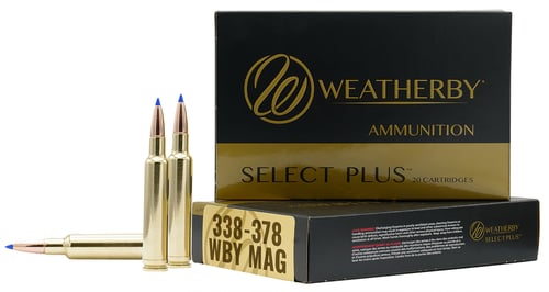 Weatherby B333225TTSX Select Plus  338-378 Wthby Mag 225 gr Barnes Tipped TSX Lead Free 20 Per Box/ 10 Case