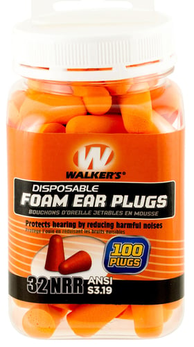 Walkers GWPFP50PK Foam Ear Plugs  Disposable Foam 33 dB Orange 50 Pair