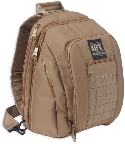 Bulldog BDT408T BDT Tactical Sling Pack Small Style Nylon w/ Tan Finish, Padded Compartments, Conceal Carry Pockets & Includes Universal Holster