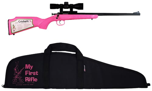 CRICKETT RIFLE G2 .22LR BLUED/ PINK SYNTH W/SCOPE AND CASE