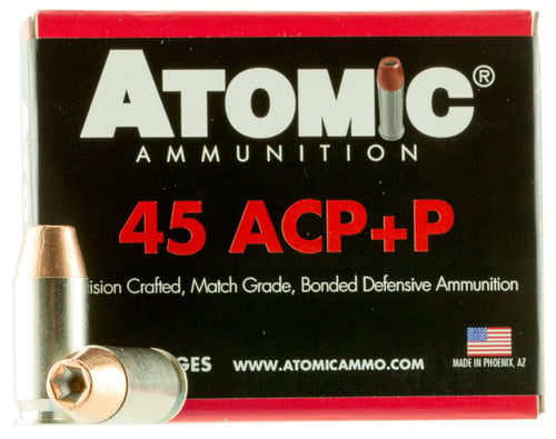 Atomic Ammunition 00458 Pistol Precision Craft 45 ACP +P 185 gr Bonded Match Hollow Point 20 Per Box/ 10 Case