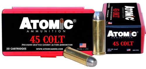 Atomic Ammunition 00434 Cowboy Action Precision Craft 45 Colt 200 gr Lead Round Nose Flat Point 50 Per Box/ 10 Case