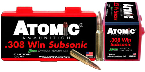 Atomic Ammunition 00430 Rifle Subsonic 308 Win 175 gr SubSonic 50 Per Box/ 10 Case