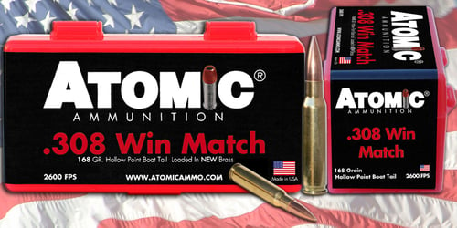 Atomic Ammunition 00460 Rifle Match 308 Win 168 gr Tipped MatchKing 20 Per Box/ 10 Case