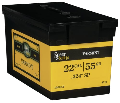 Speer Bullets 4711 Varmint Rifle 22 Caliber .224 55 GR Soft Point Value Pack 1000 Box