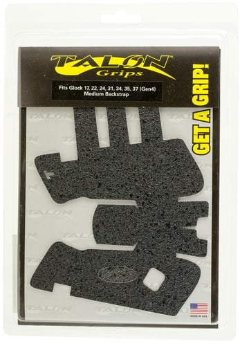 Talon Grips 114R Adhesive Grip  Compatible w/Glock 17/22/24/31/34/35/37 Gen4 w/Medium Backstrap, Black Textured Rubber