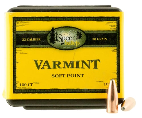 Speer 1029 Varmint  22 Cal .224 50 gr Jacketed Soft Point 100 Per Box/ 5 Case