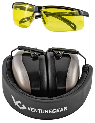 Pyramex VGCCOMB8630 Venture Gear Ever-Lite Range Kit Adult Yellow Lens Polycarbonate Black Frame