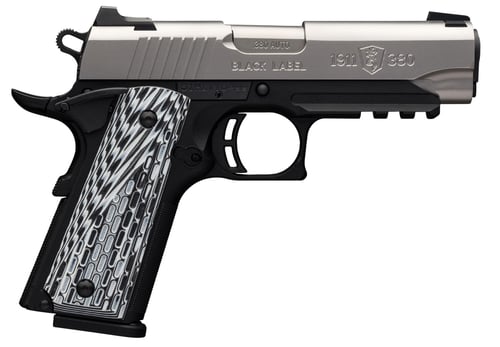 Browning 051929492 1911-380 Black Label Pro Compact with Rail Single 380 Automatic Colt Pistol (ACP) 3.625