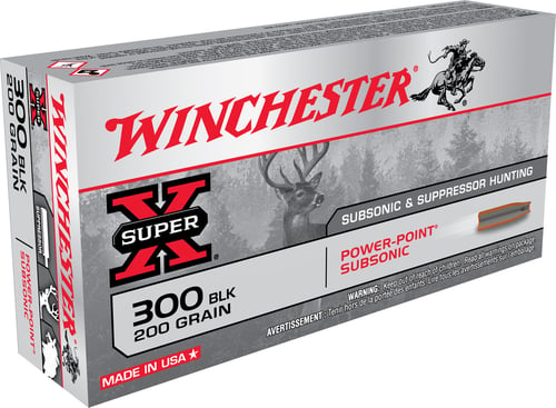 Winchester Ammo X300BLKX Super X  300 Blackout 200 gr Power Point Subsonic 20 Per Box/ 10 Case