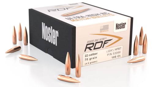 Nosler 53066 RDF Match 22 Cal .224 70 gr Hollow Point Boat Tail/ 100 Per Box