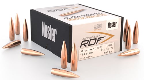 Nosler 53170 RDF Match 30 Cal .308 175 gr Hollow Point Boat Tail/ 100 Per Box