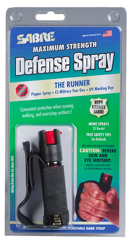 Sabre 3-in-1 Runners Pepper Spray  <br>  Black with Adjustable Hand Strap