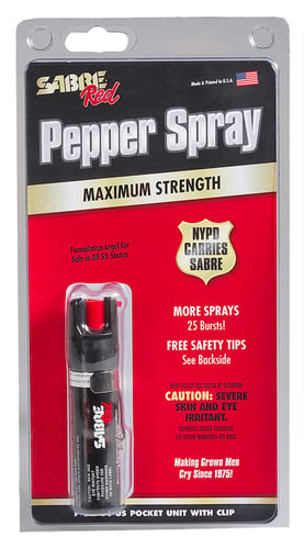 Sabre Red Compact Pepper Spray  <br>  Black with Clip