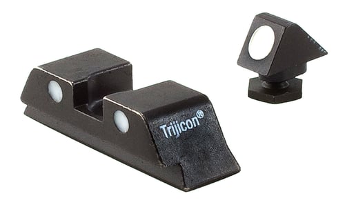 Trijicon 600234 Bright & Tough Steel Sights (No Tritium)- Glock Standard Frames  Black | White Front Sight White  Rear Sight