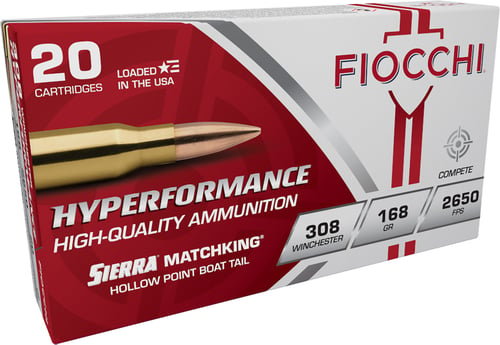 Fiocchi 308MKB Hyperformance Compete 308 Win 168 gr Sierra MatchKing BTHP 20 Per Box/ 10 Case