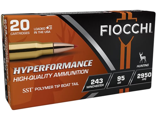 Fiocchi 243HSB Hyperformance  243 Win 95 gr Super Shock Tip 20 Per Box/ 10 Case