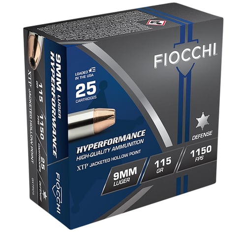 Fiocchi 9XTP25 Hyperformance  9mm Luger 115 gr Hornady XTP Hollow Point 25 Per Box/ 20 Case