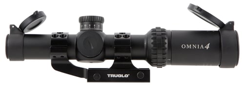 Truglo TG8514TLR Omnia Tactical 1-4x 24mm Obj 97.36-23.74 ft @ 100 yrds FOV 30mm Tube Black Hardcoat Anodized Finish Illuminated Duplex Mil-Dot