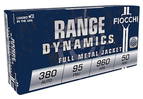 Fiocchi 380AP Range Dynamics  380 ACP 95 gr Full Metal Jacket 50 Per Box/ 20 Case